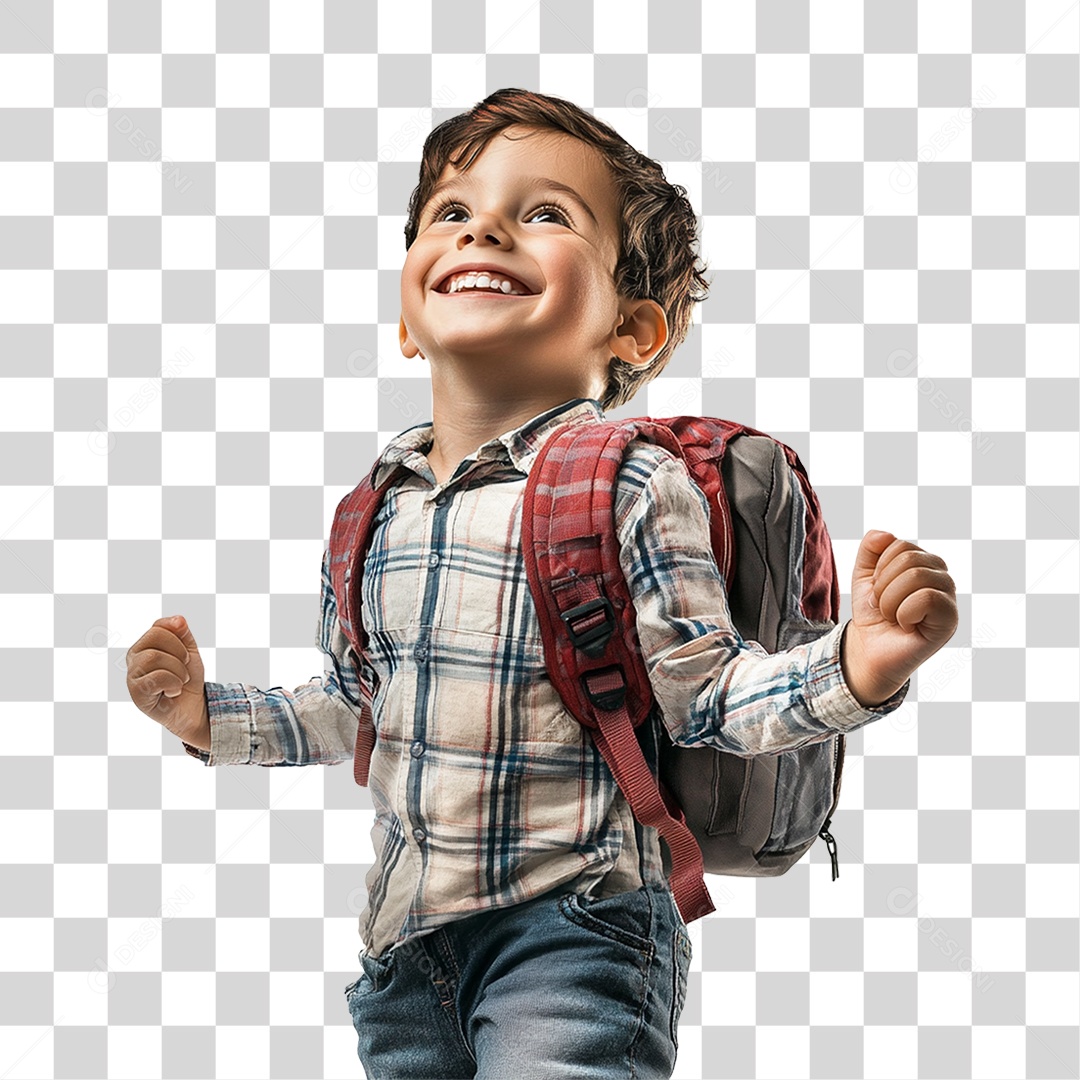 Estudante com Mochila nas Costas PNG Transparente