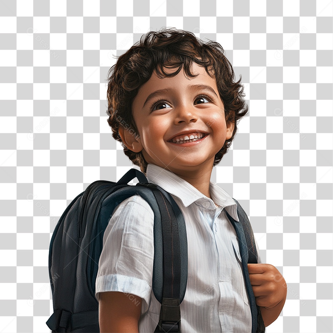 Estudante com Mochila nas Costas PNG Transparente