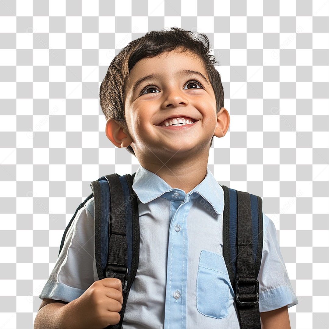 Estudante com Mochila nas Costas PNG Transparente