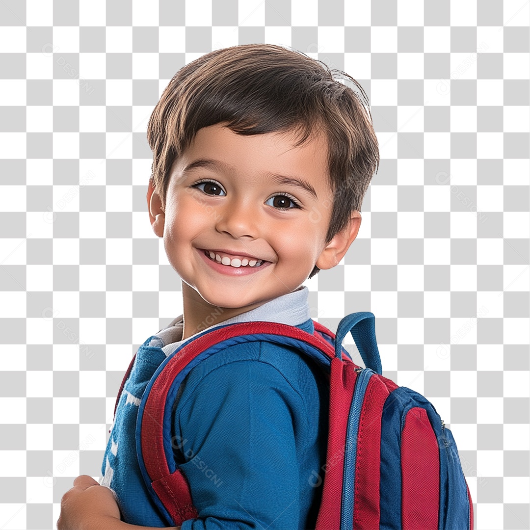 Estudante com Mochila nas Costas PNG Transparente