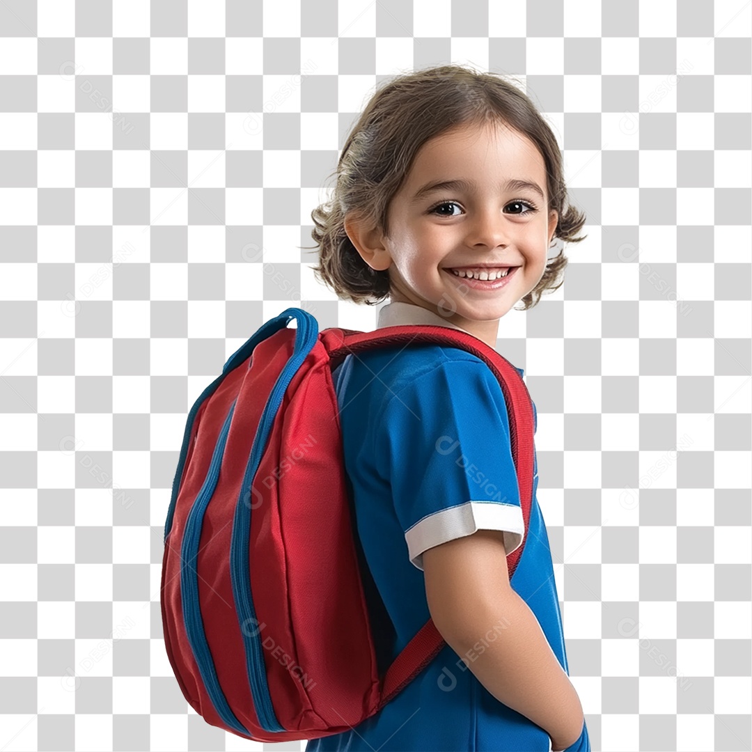 Estudante com Mochila nas Costas PNG Transparente