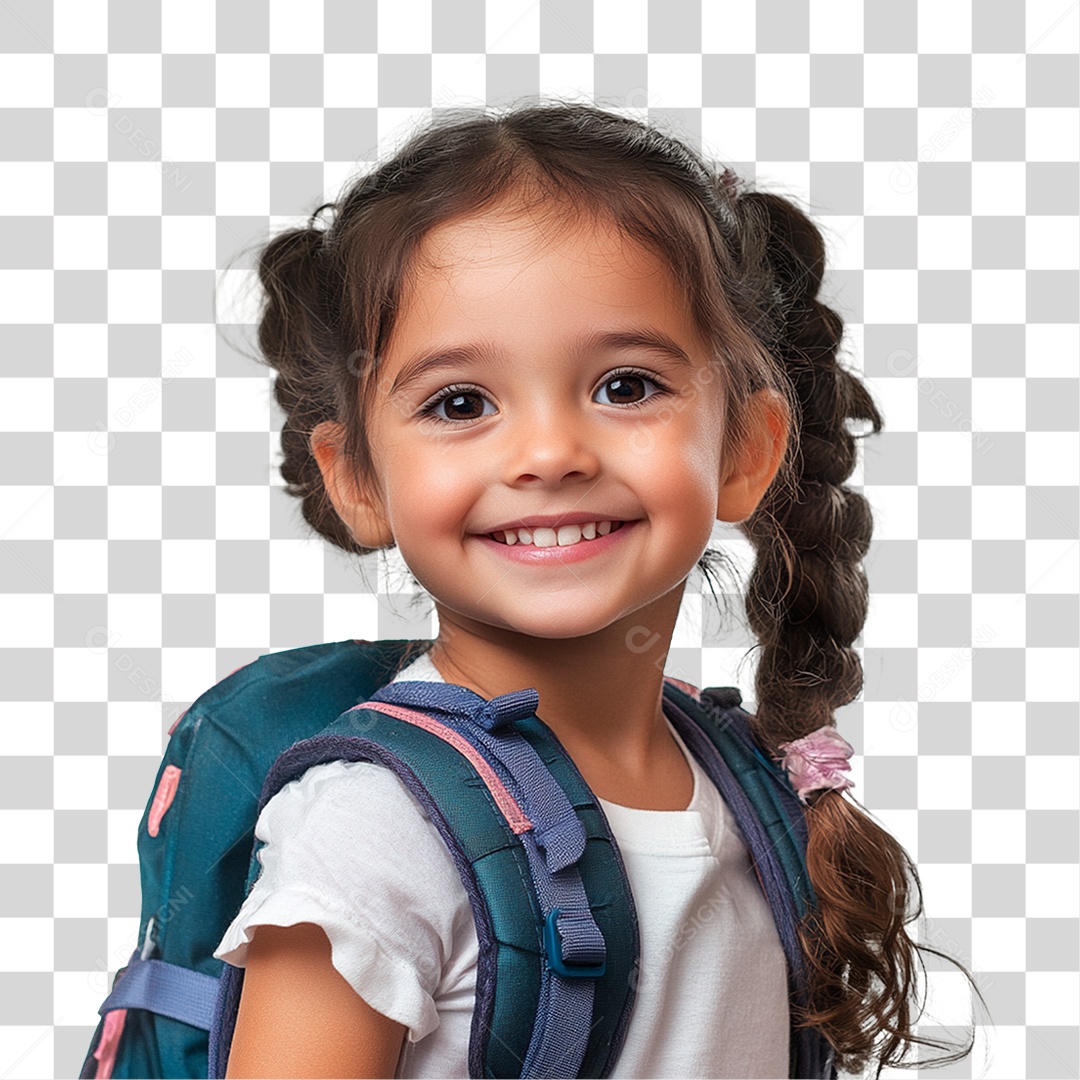 Estudante com Mochila nas Costas PNG Transparente