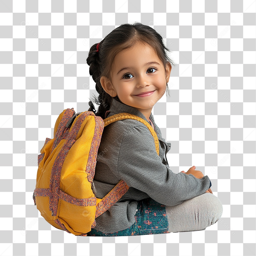 Estudante com Mochila nas Costas PNG Transparente