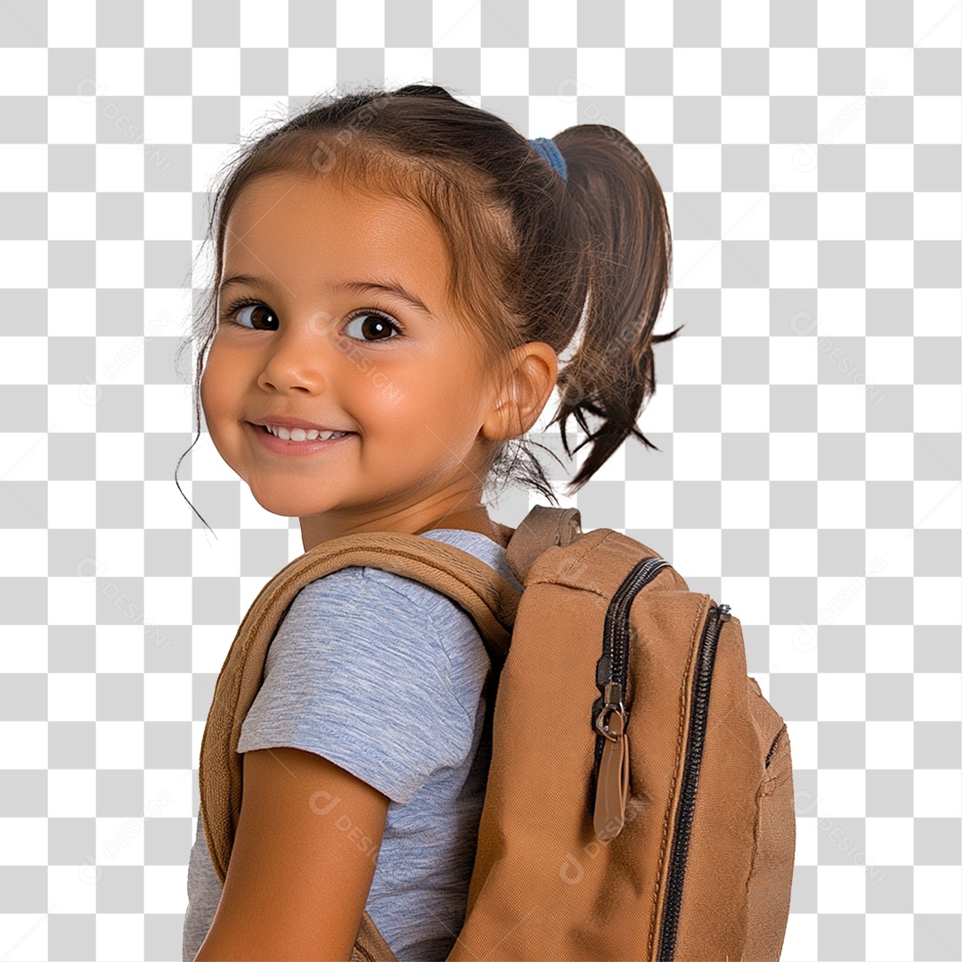 Estudante com Mochila nas Costas PNG Transparente