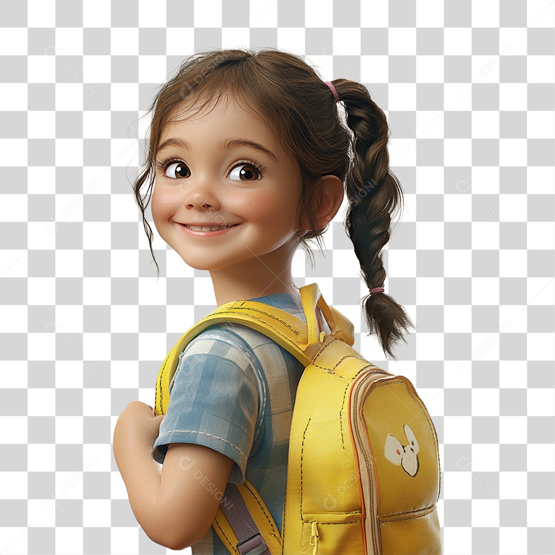 Estudante com Mochila nas Costas PNG Transparente