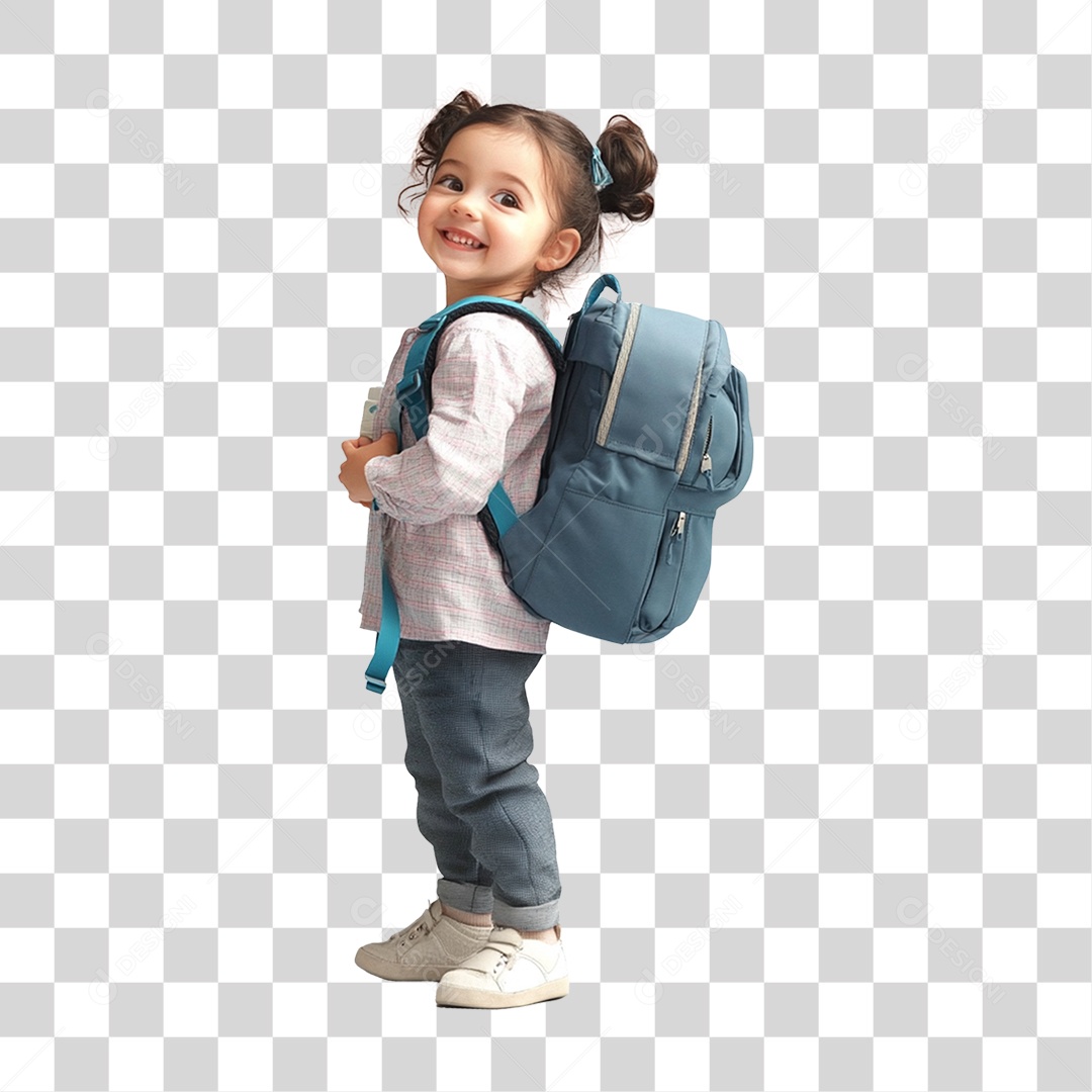 Estudante com Mochila nas Costas PNG Transparente