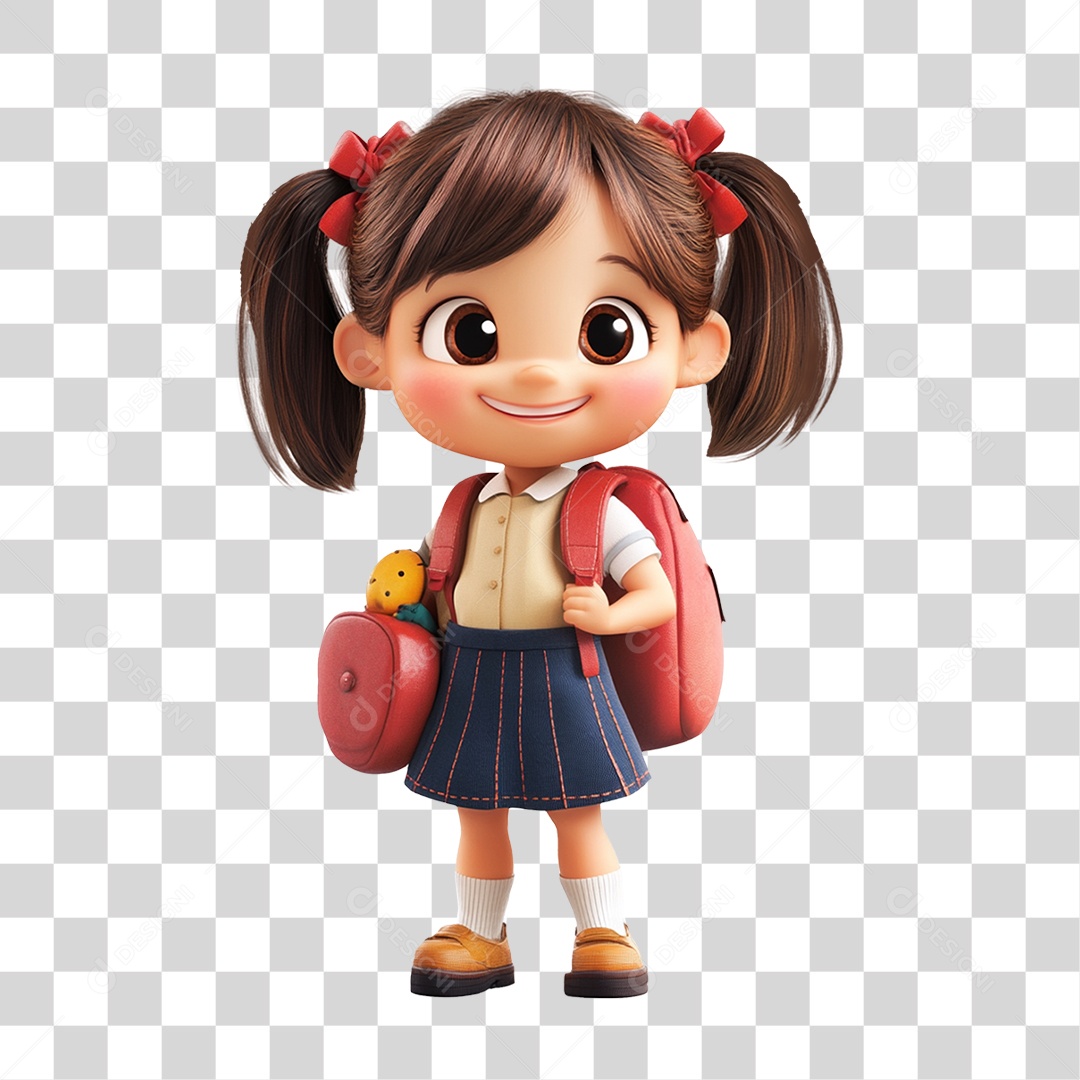 Estudante com Mochila nas Costas PNG Transparente