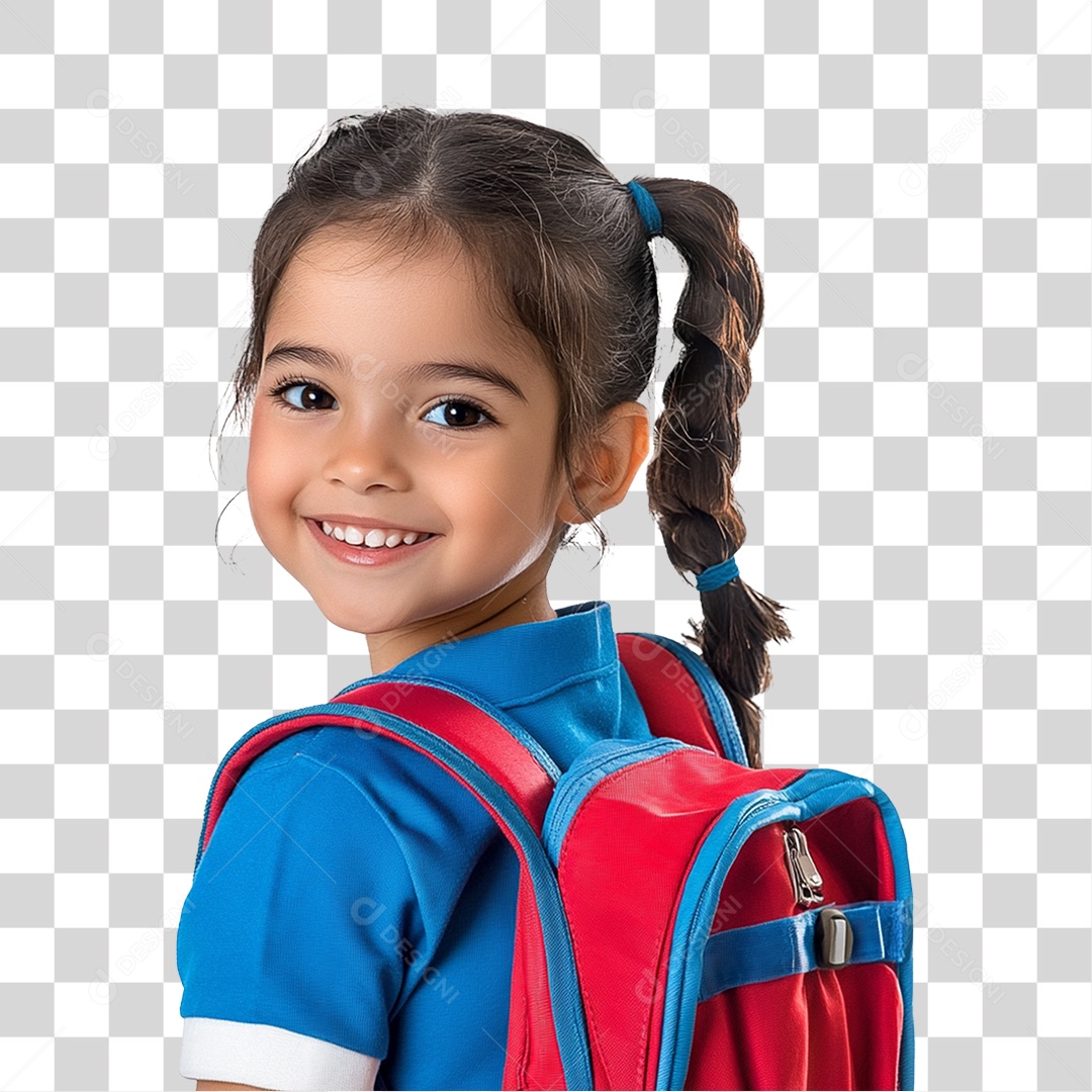 Estudante com Mochila nas Costas PNG Transparente
