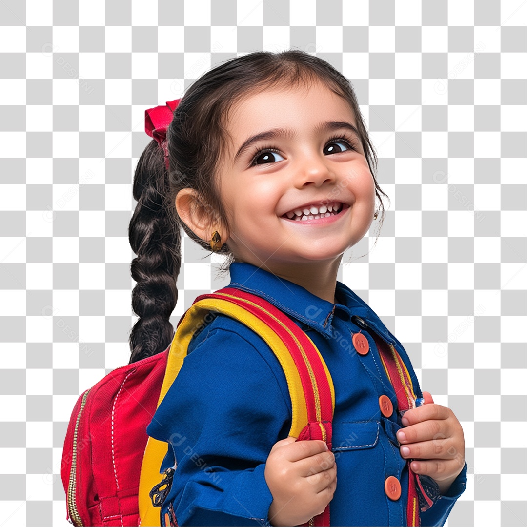 Estudante com Mochila nas Costas PNG Transparente