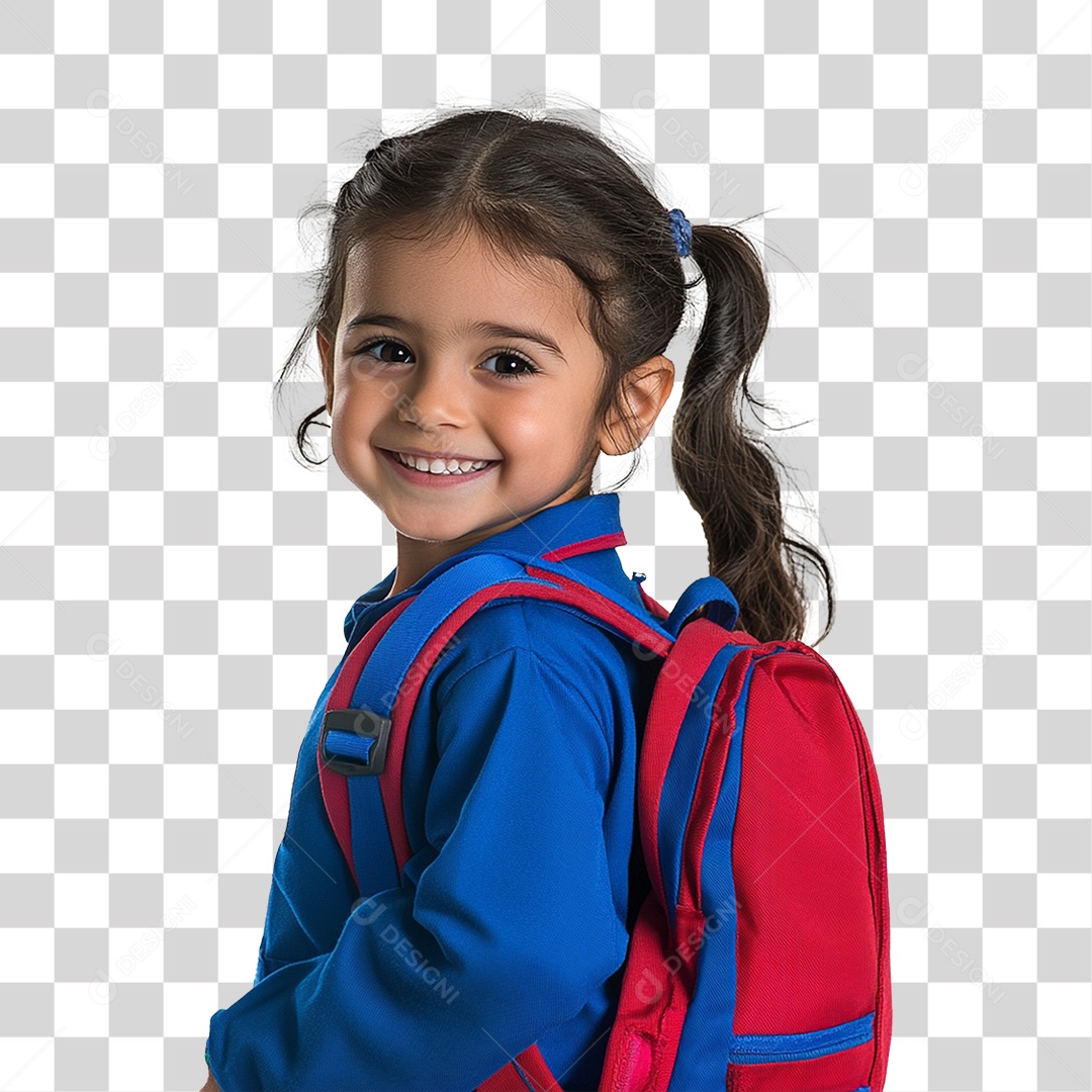 Estudante com Mochila nas Costas PNG Transparente
