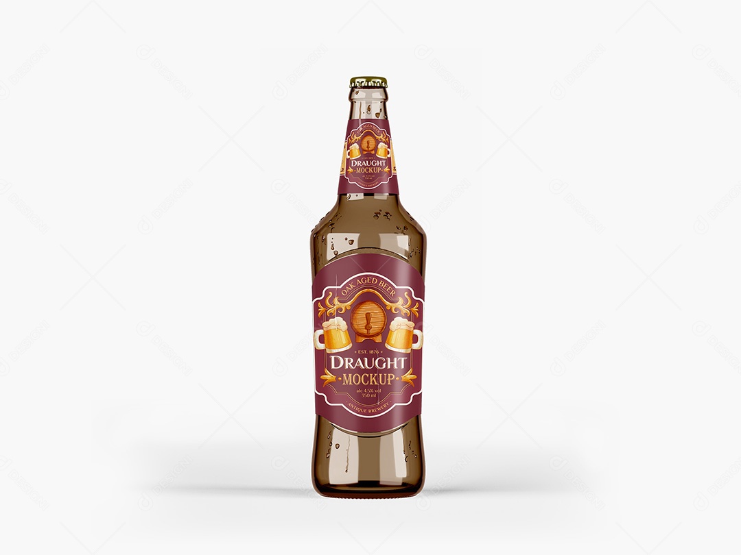 Garrafa de Cerveja Mockup PSD Editável