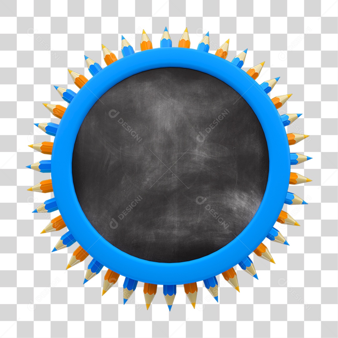 Elemento 3D Placa Redonda com Pontas de Lápis PNG Transparente