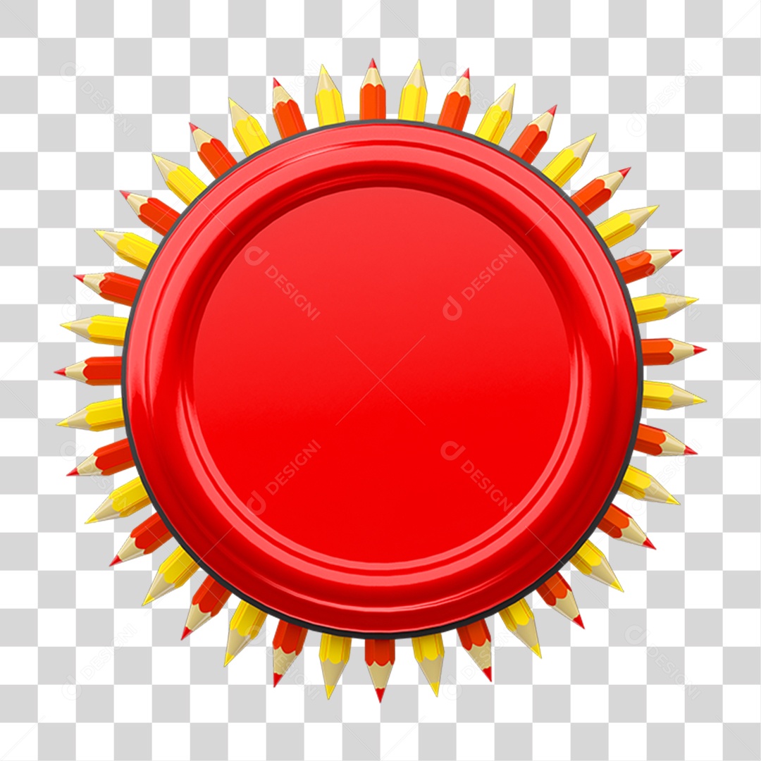Elemento 3D Placa Redonda com Pontas de Lápis PNG Transparente