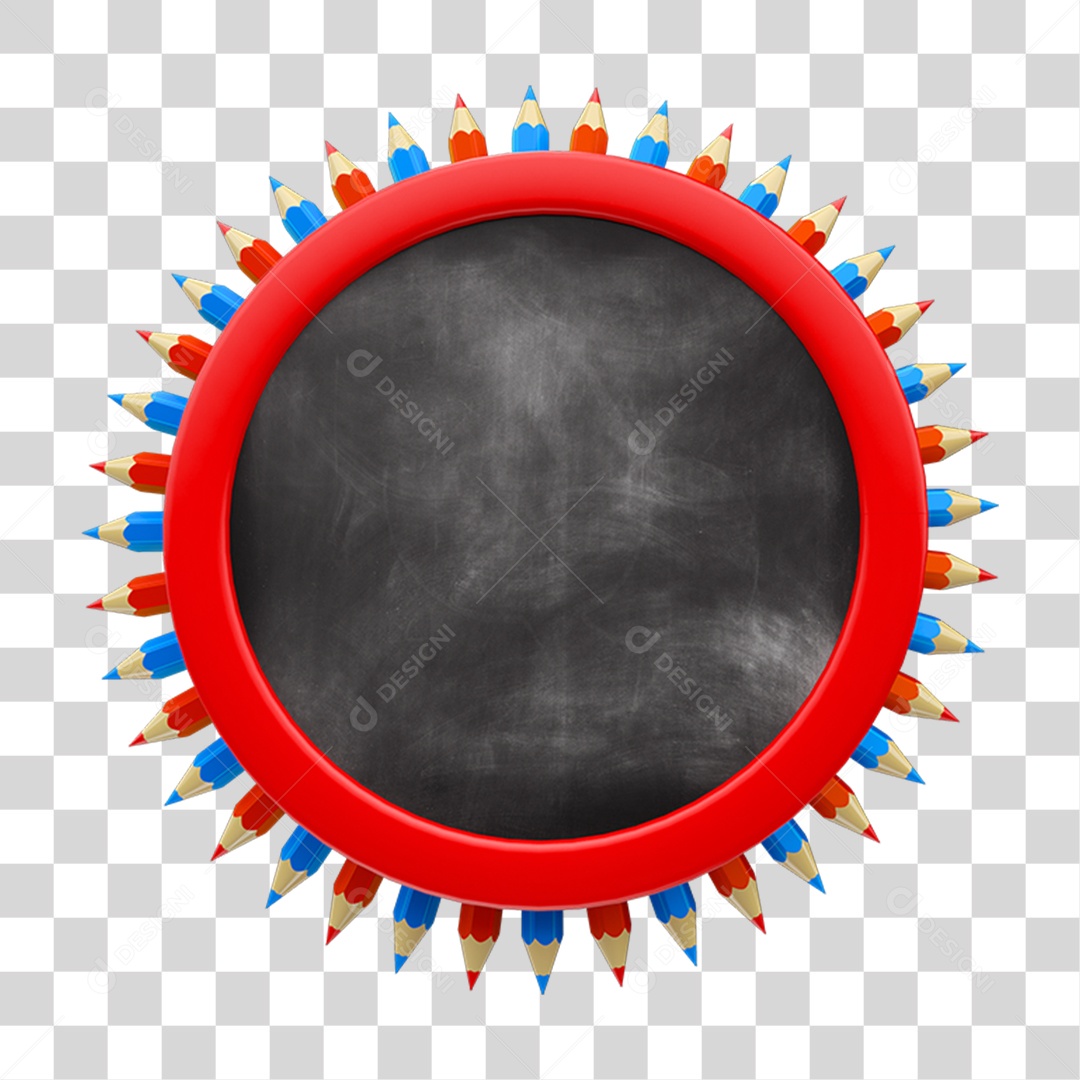 Elemento 3D Placa Redonda com Pontas de Lápis PNG Transparente