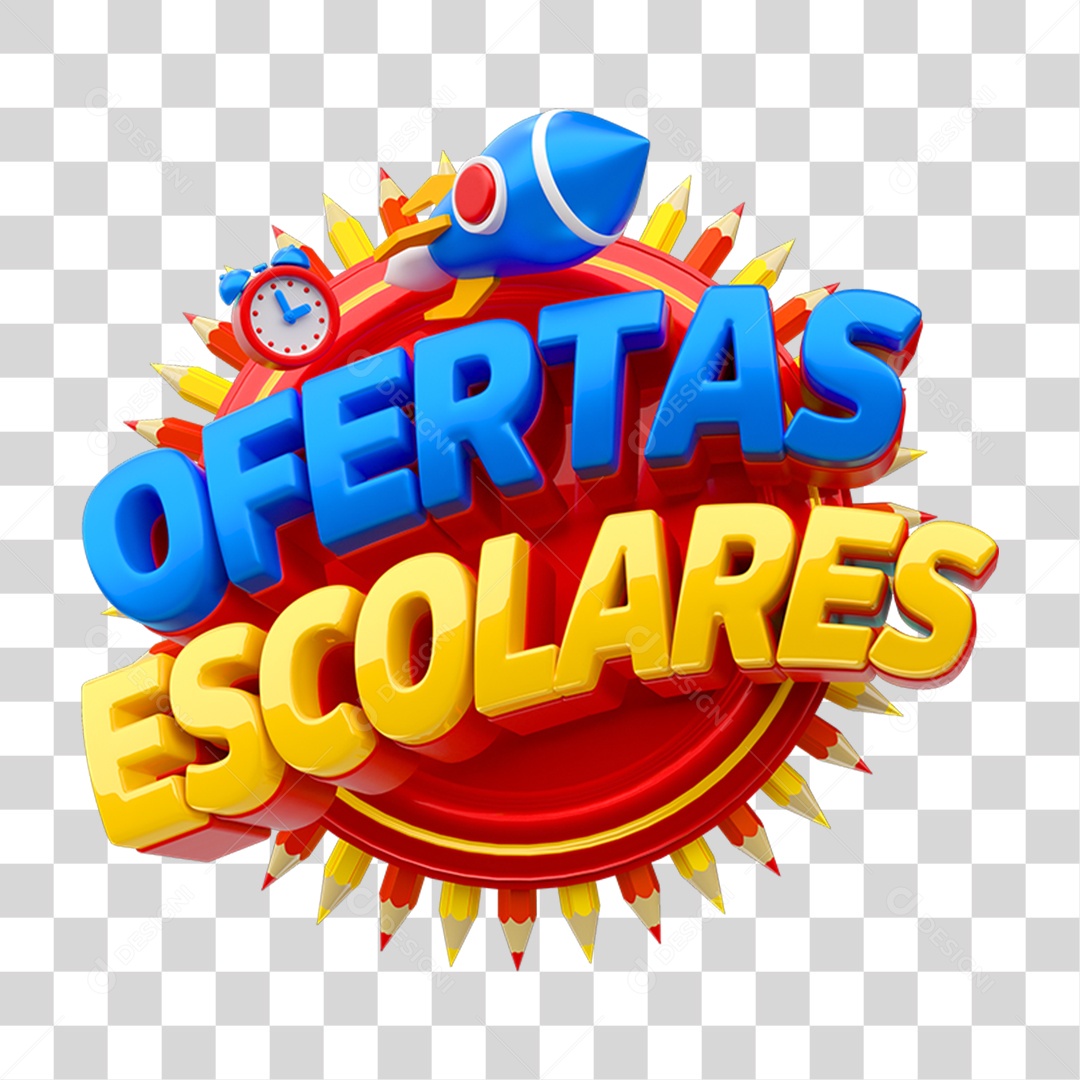 Selo 3D Ofertas Escolares PNG Transparente