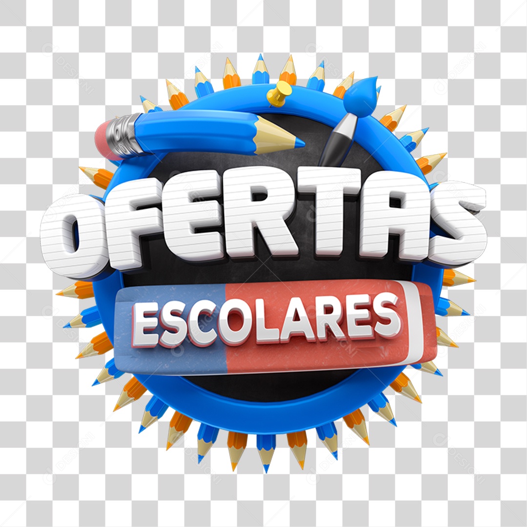 Selo 3D Ofertas Escolares PNG Transparente