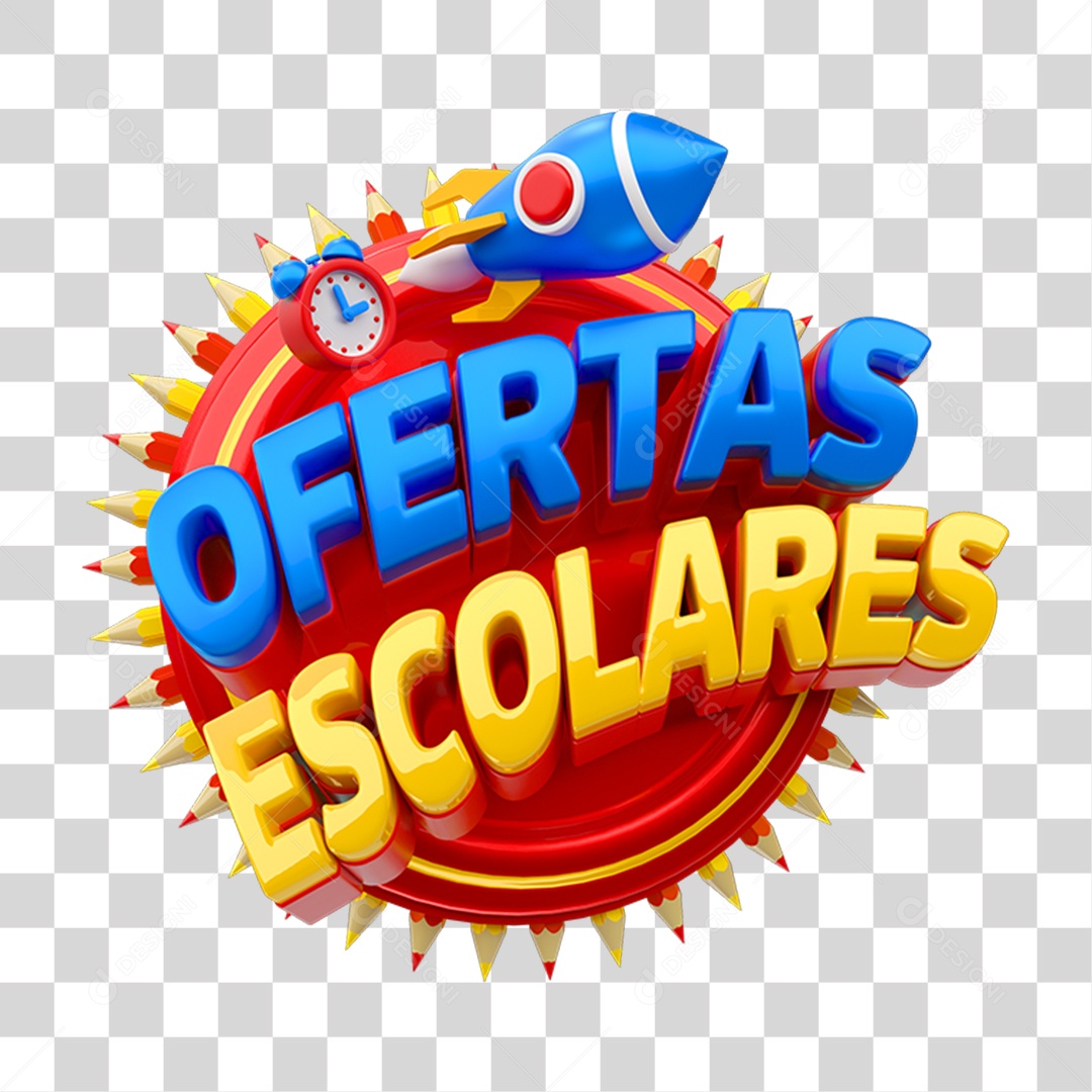 Selo 3D Ofertas Escolares PNG Transparente
