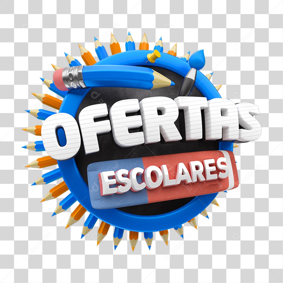 Selo 3D Ofertas Escolares PNG Transparente