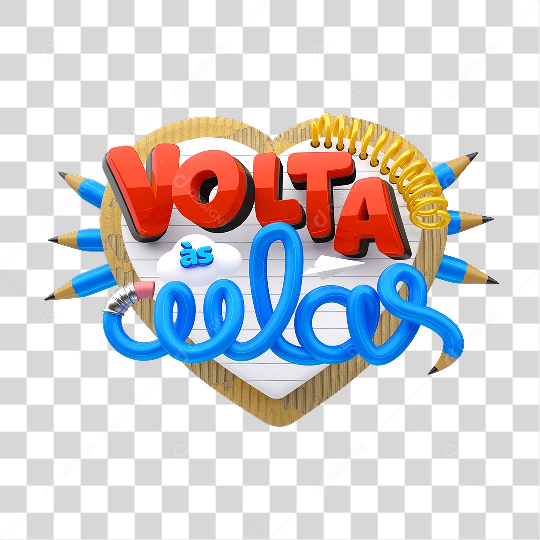 Selo 3D Volta ás Aulas PNG Transparente