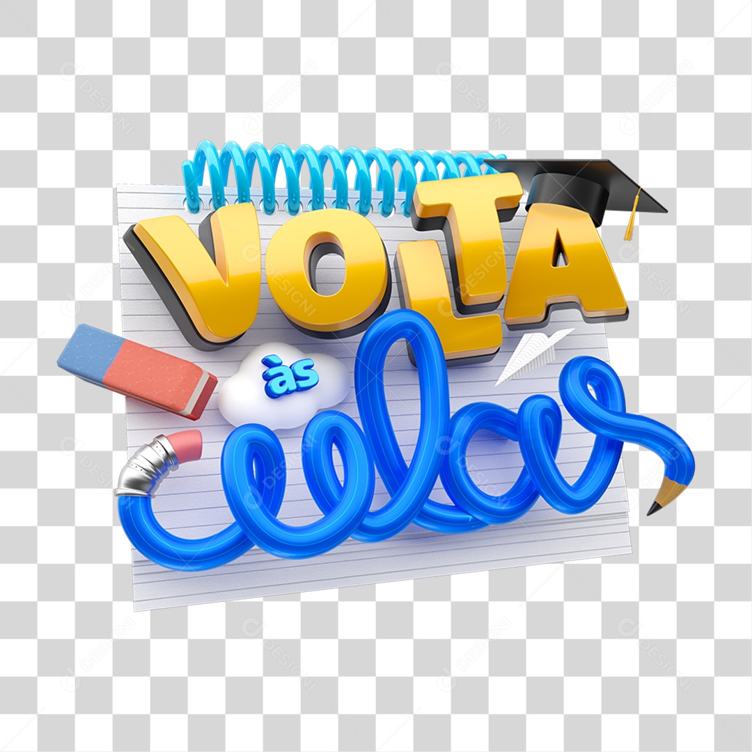 Selo 3D Volta ás Aulas PNG Transparente