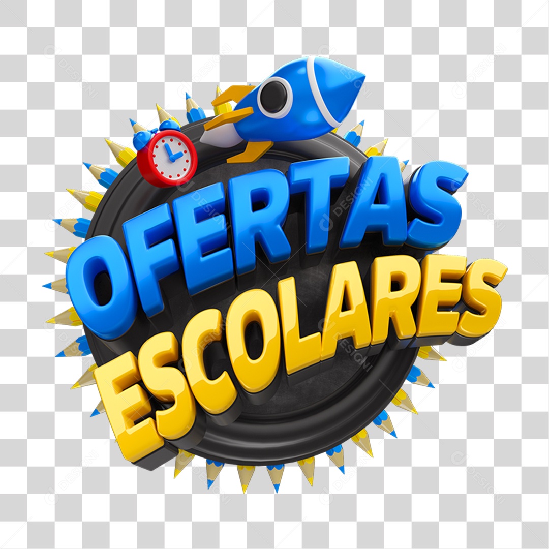 Selo 3D Ofertas Escolares PNG Transparente