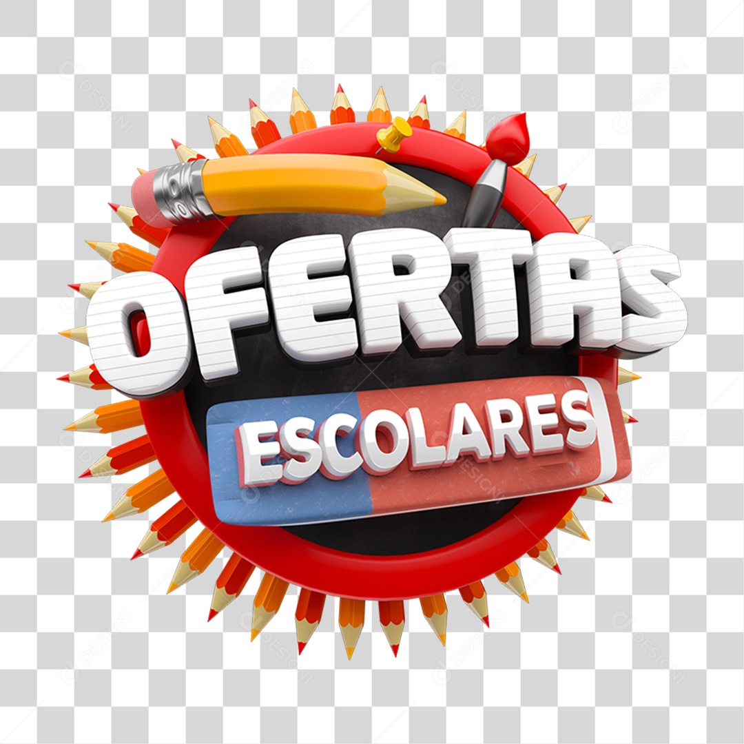 Selo 3D Ofertas Escolares PNG Transparente