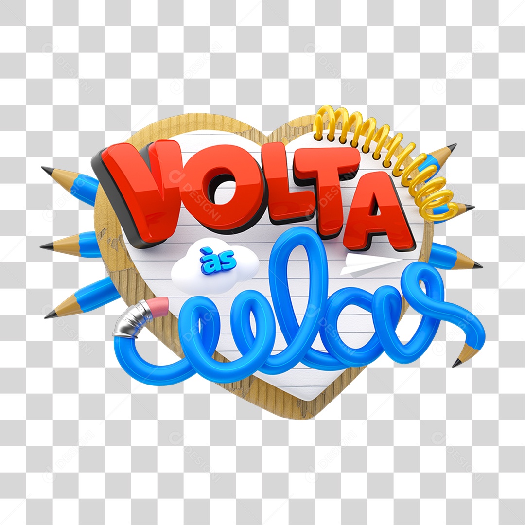 Selo 3D Volta ás Aulas PNG Transparente