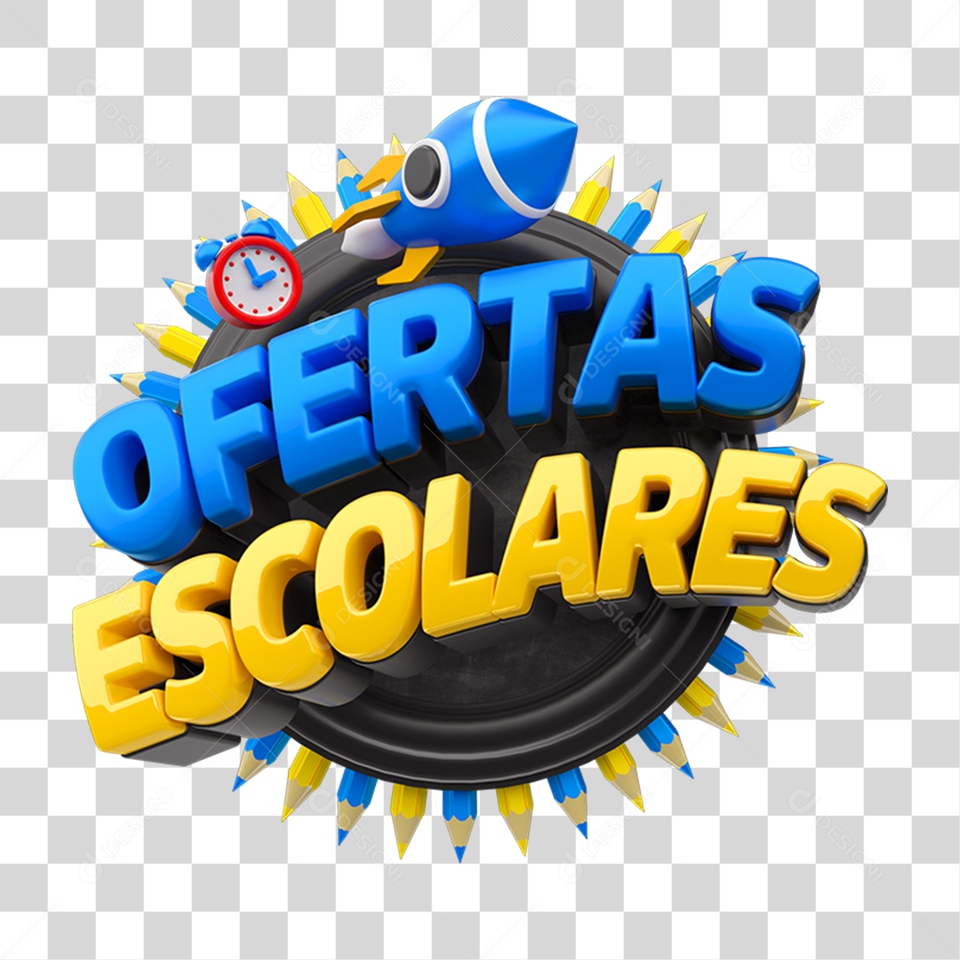 Selo 3D Ofertas Escolares PNG Transparente