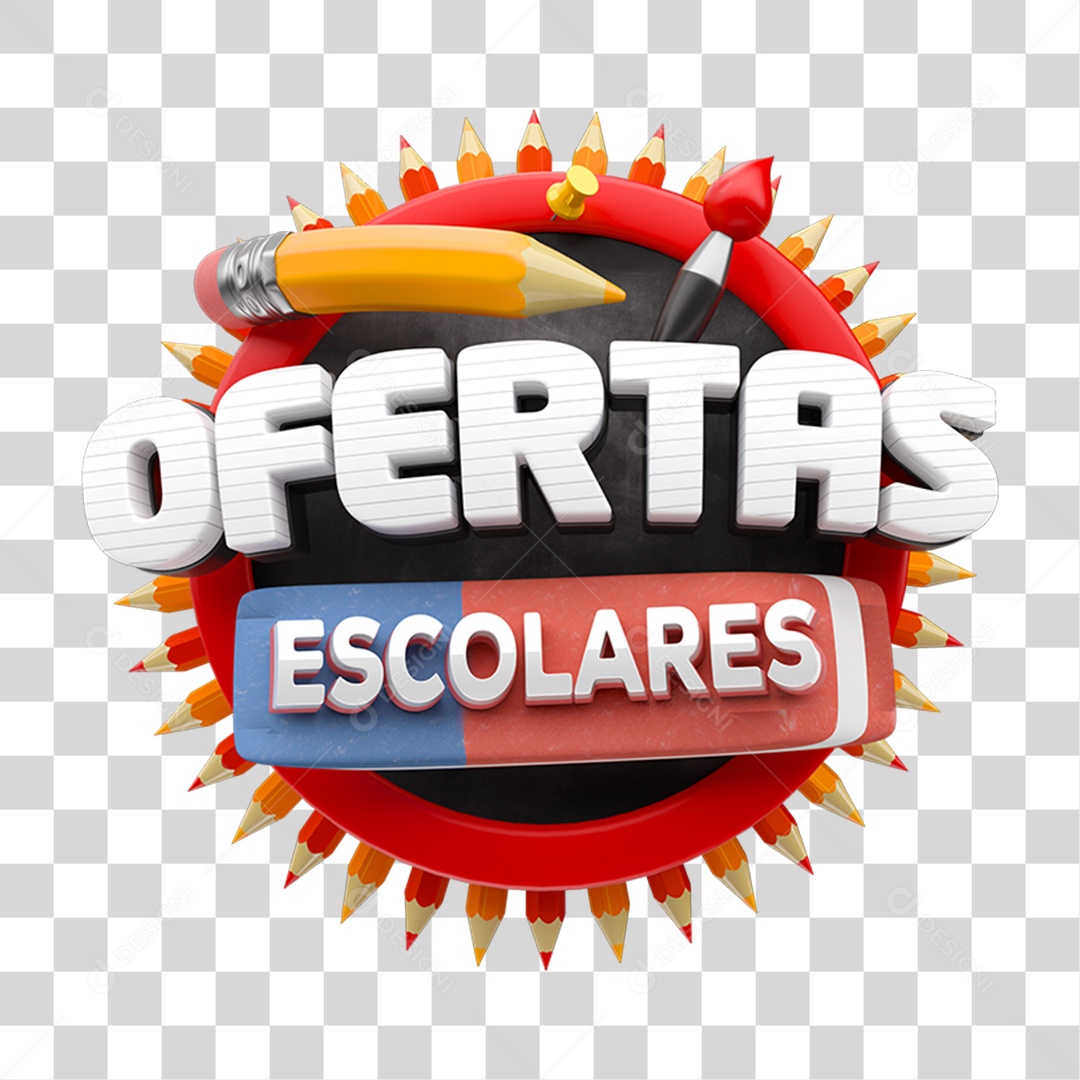 Selo 3D Ofertas Escolares PNG Transparente