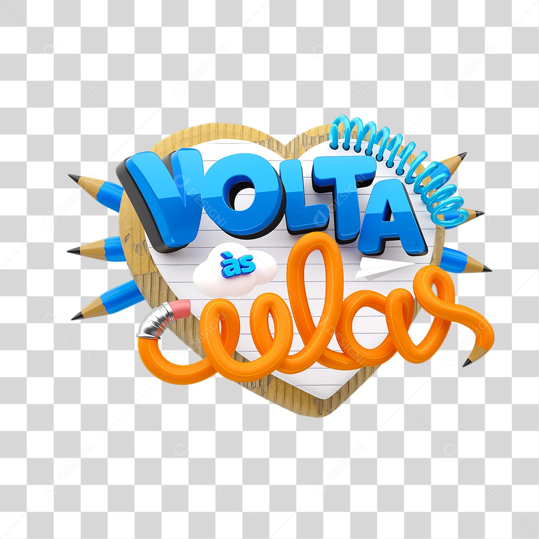 Selo 3D Volta ás Aulas PNG Transparente