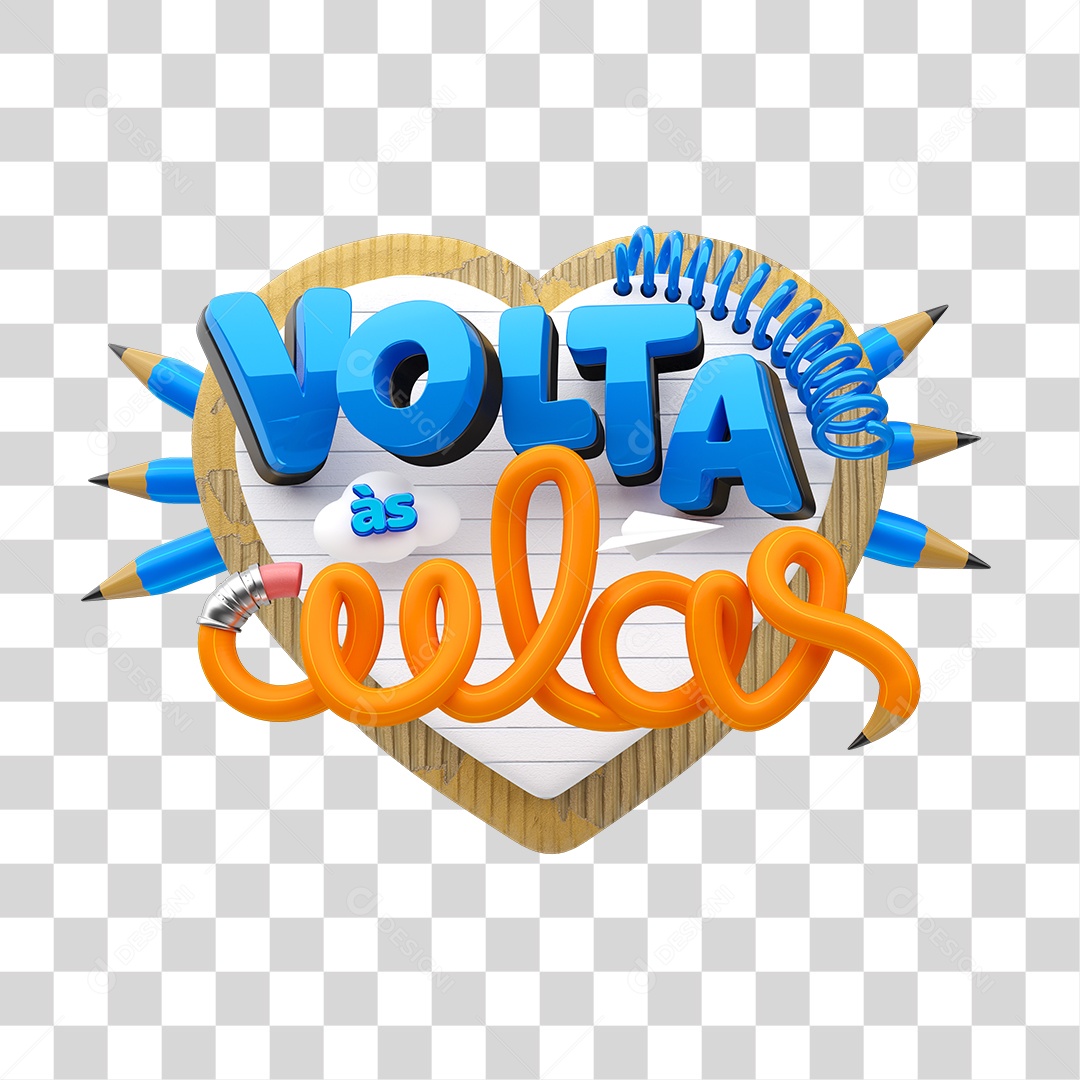 Selo 3D Volta ás Aulas PNG Transparente