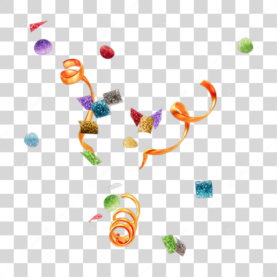 Confetes e Fitas de Carnaval PNG Transparente