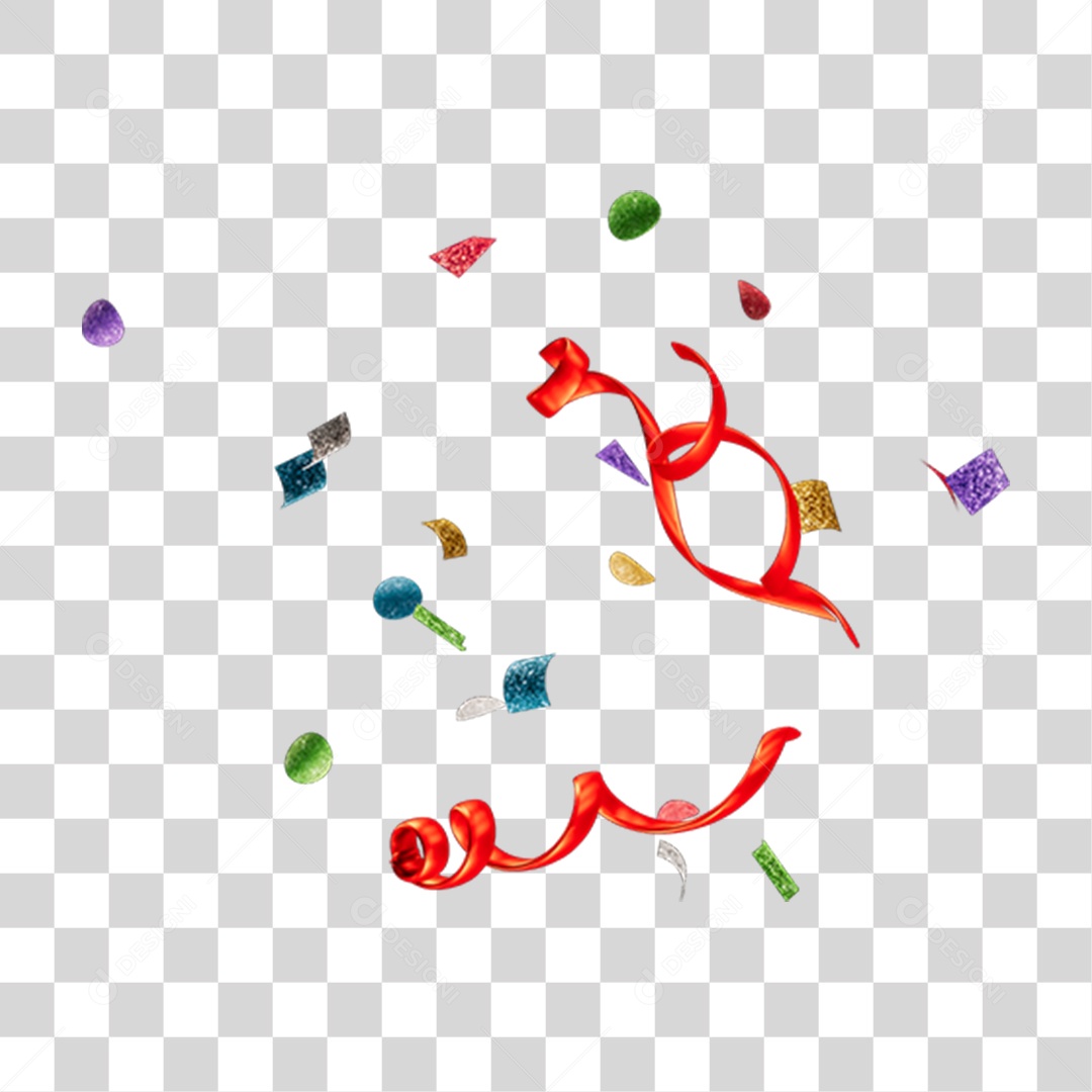 Confetes e Fitas de Carnaval PNG Transparente
