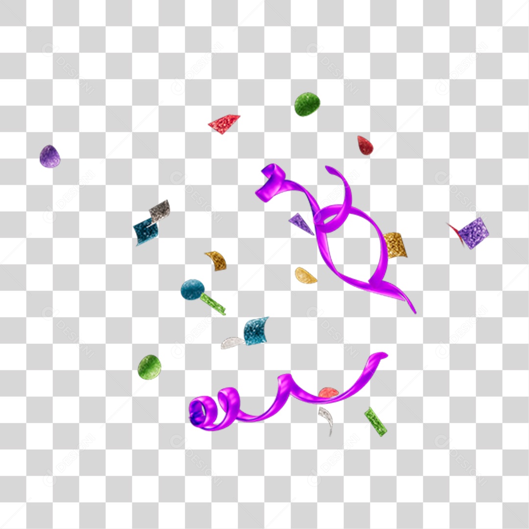 Confetes e Fitas de Carnaval PNG Transparente