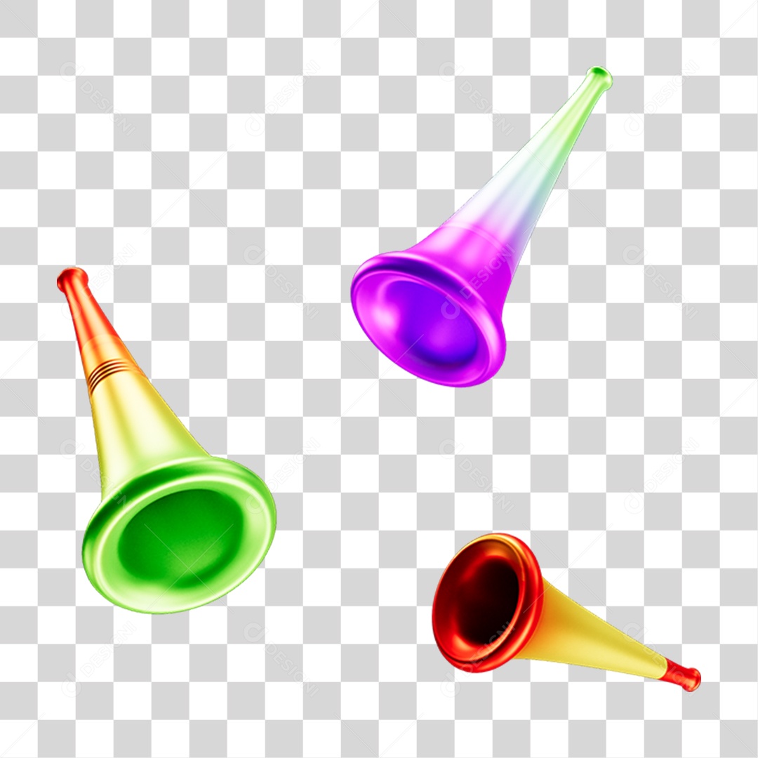 Vuvuzelas de Carnaval PNG Transparente