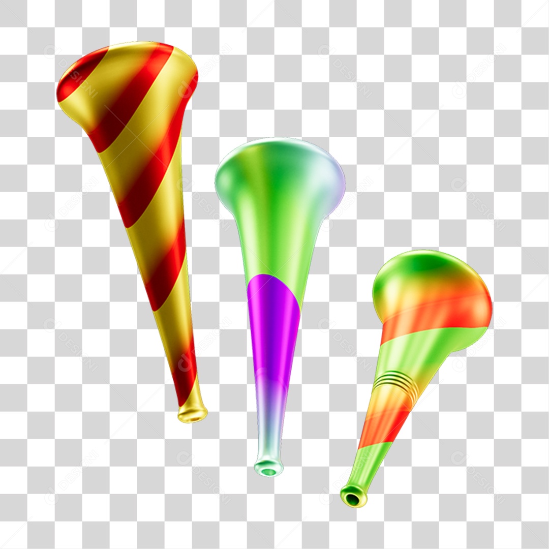Vuvuzelas de Carnaval PNG Transparente