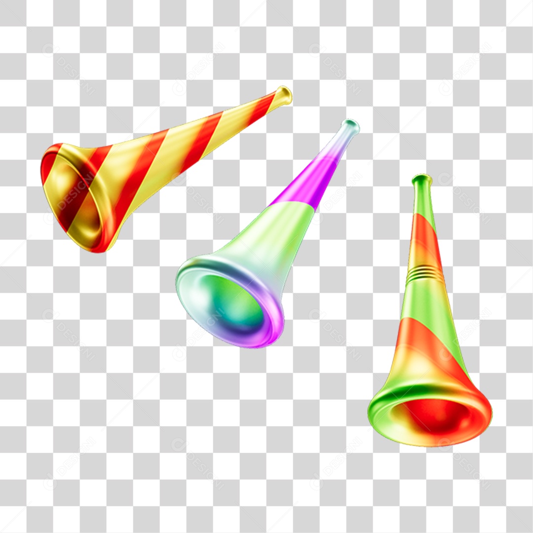 Vuvuzelas de Carnaval PNG Transparente