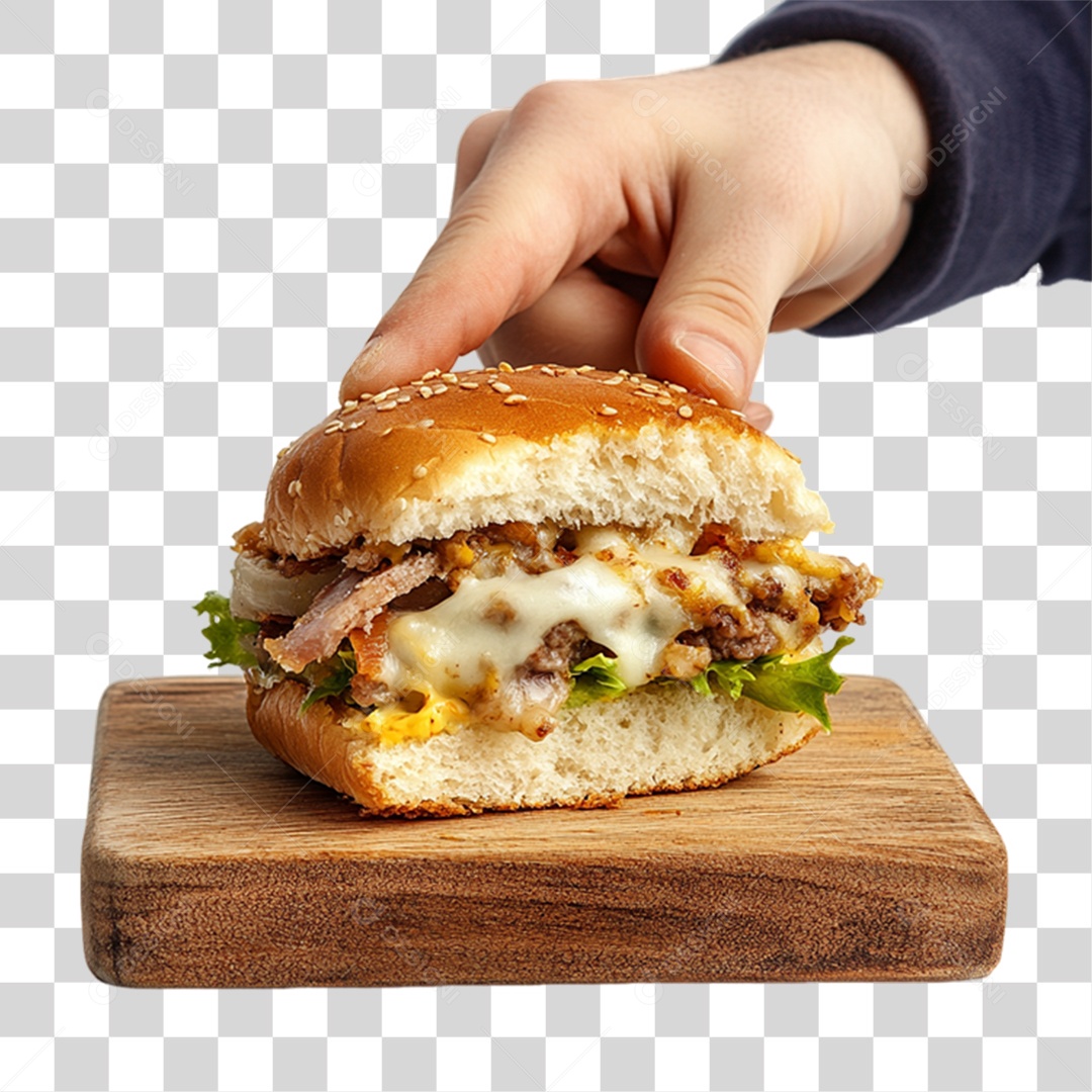 Lanches em Tábua de Madeira PNG Transparente