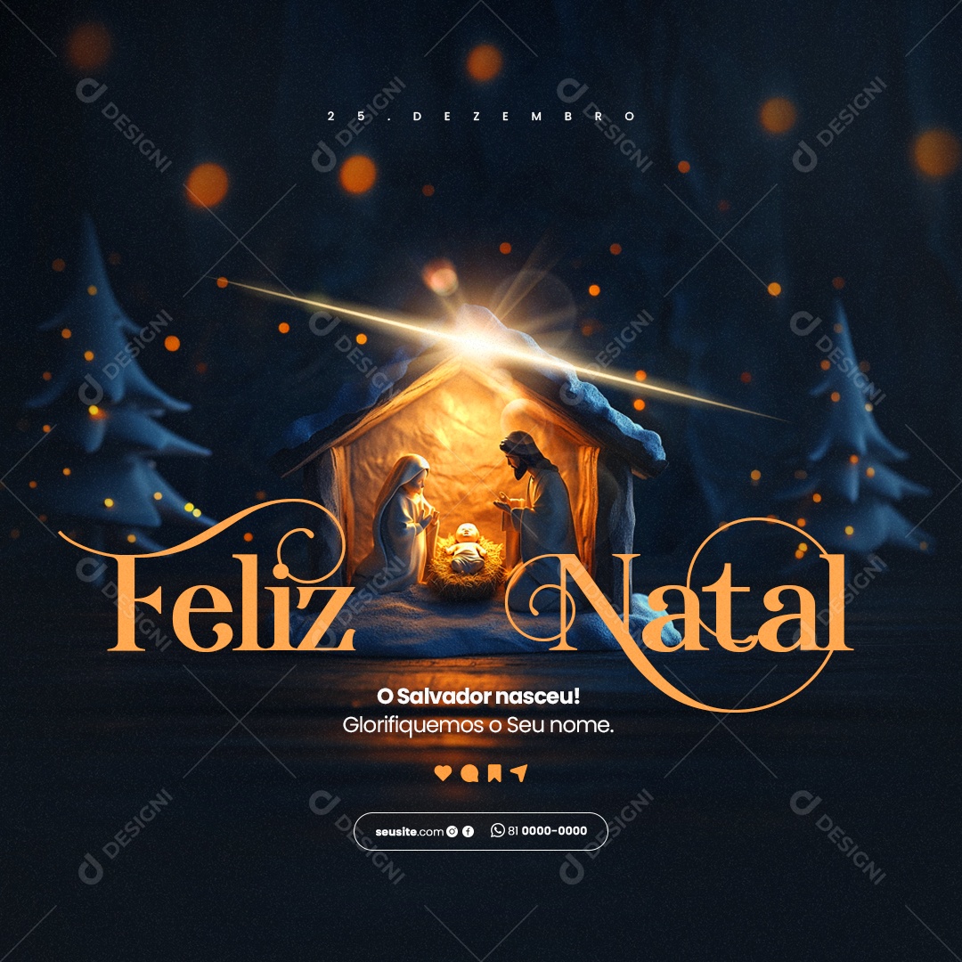 Feliz Natal 25 de Dezembro Nascimento de Jesus Social Media PSD Editável