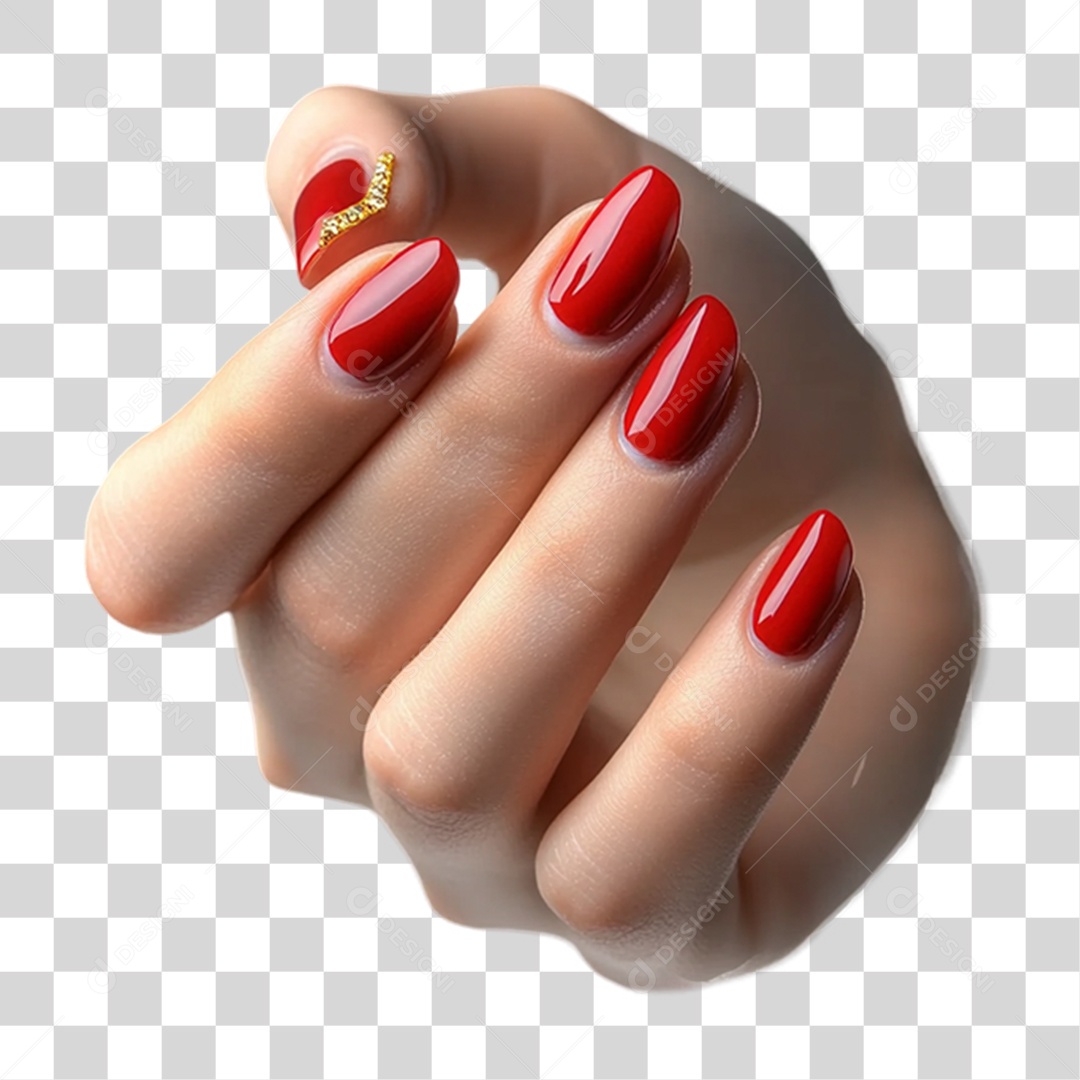 Mão com Unhas Pintadas PNG Transparente