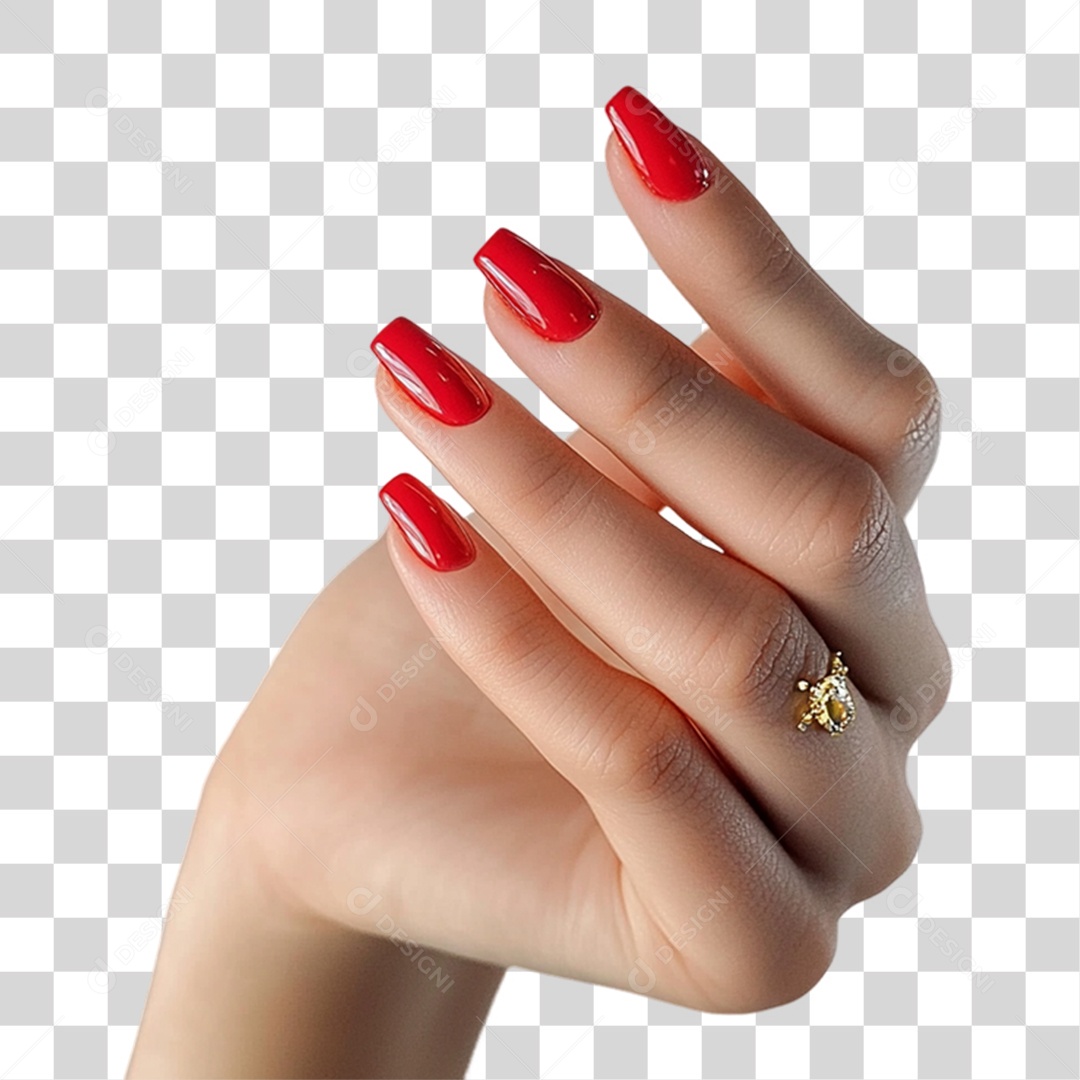 Mão com Unhas Pintadas PNG Transparente