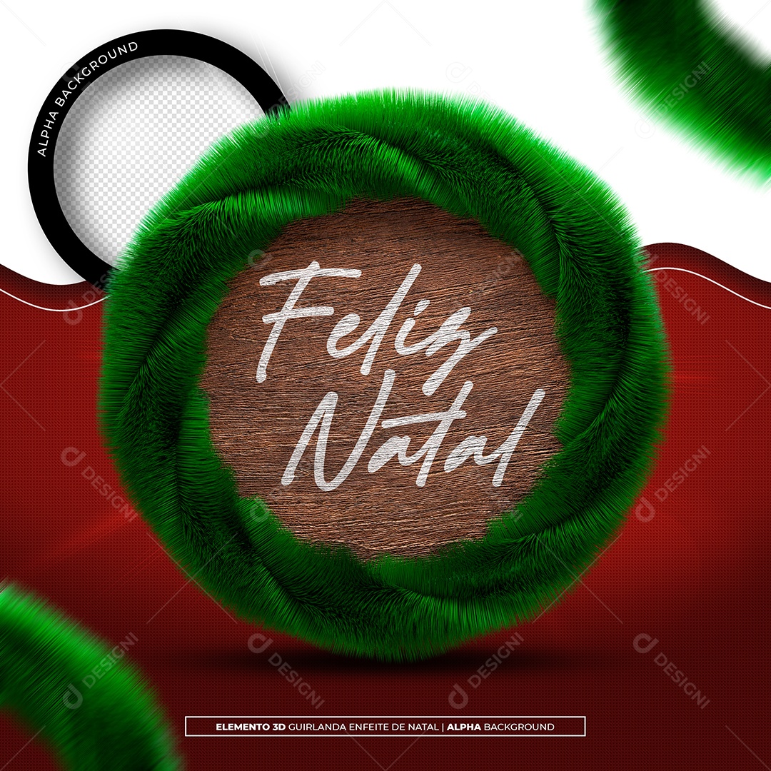Selo 3D Feliz Natal para Composição PSD