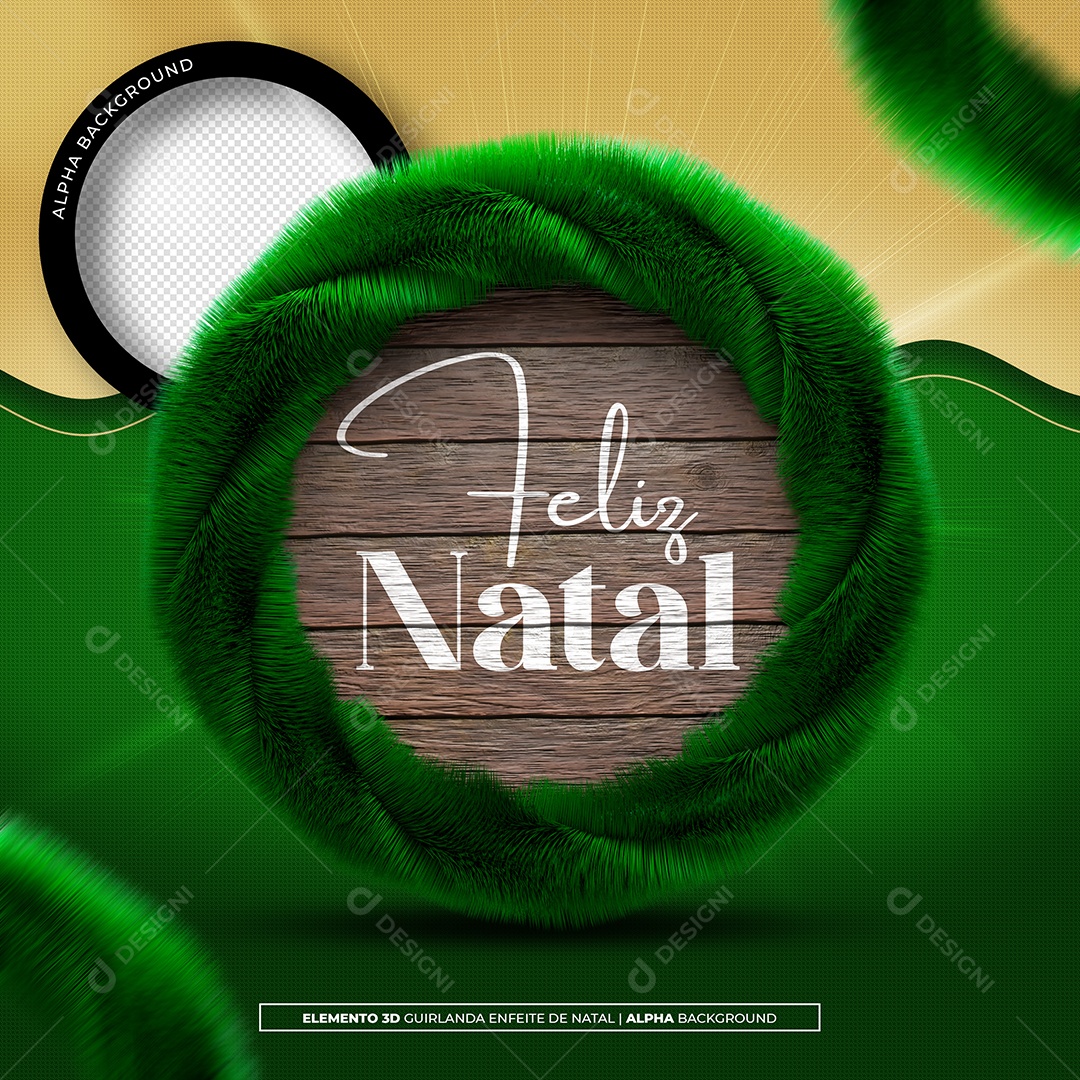Selo 3D Feliz Natal para Composição PSD