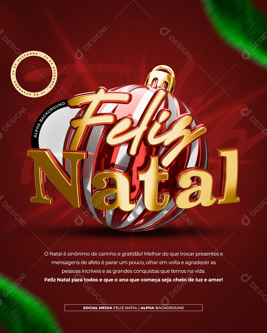 Feliz Natal 25 de Dezembro Social Media PSD Editável