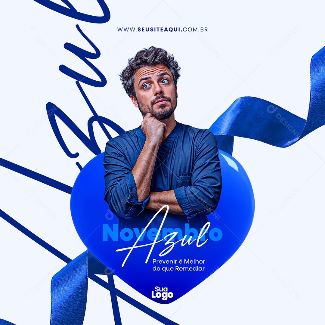 Novembro Azul Mês da Prevenção Contra o Câncer de Próstata Social Media PSD Editável