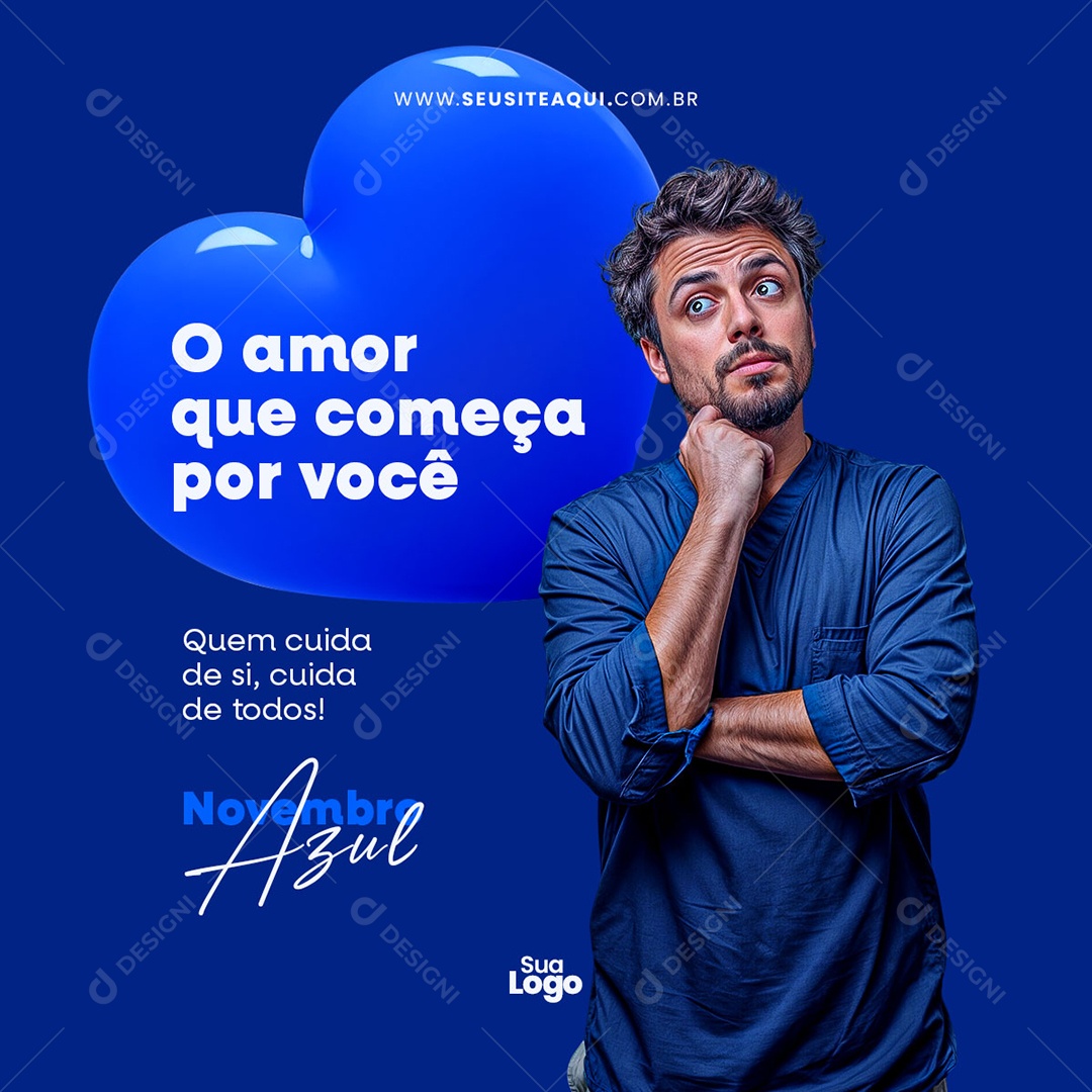 Novembro Azul Mês da Prevenção Contra o Câncer de Próstata Social Media PSD Editável