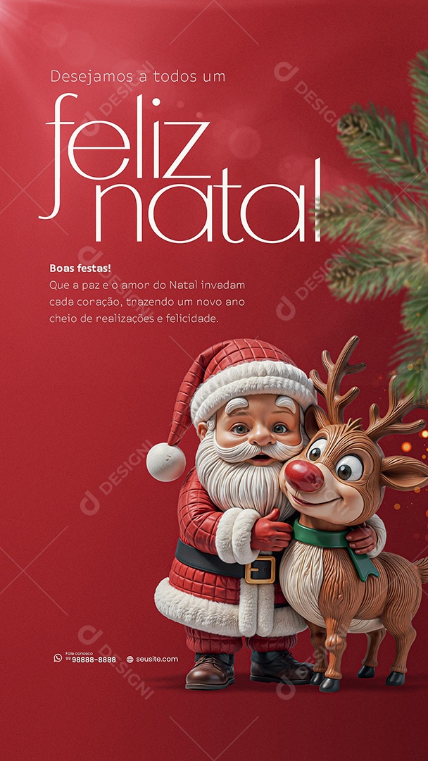 Story Feliz Natal 25 de Dezembro Boas Festas Social media PSD Editável