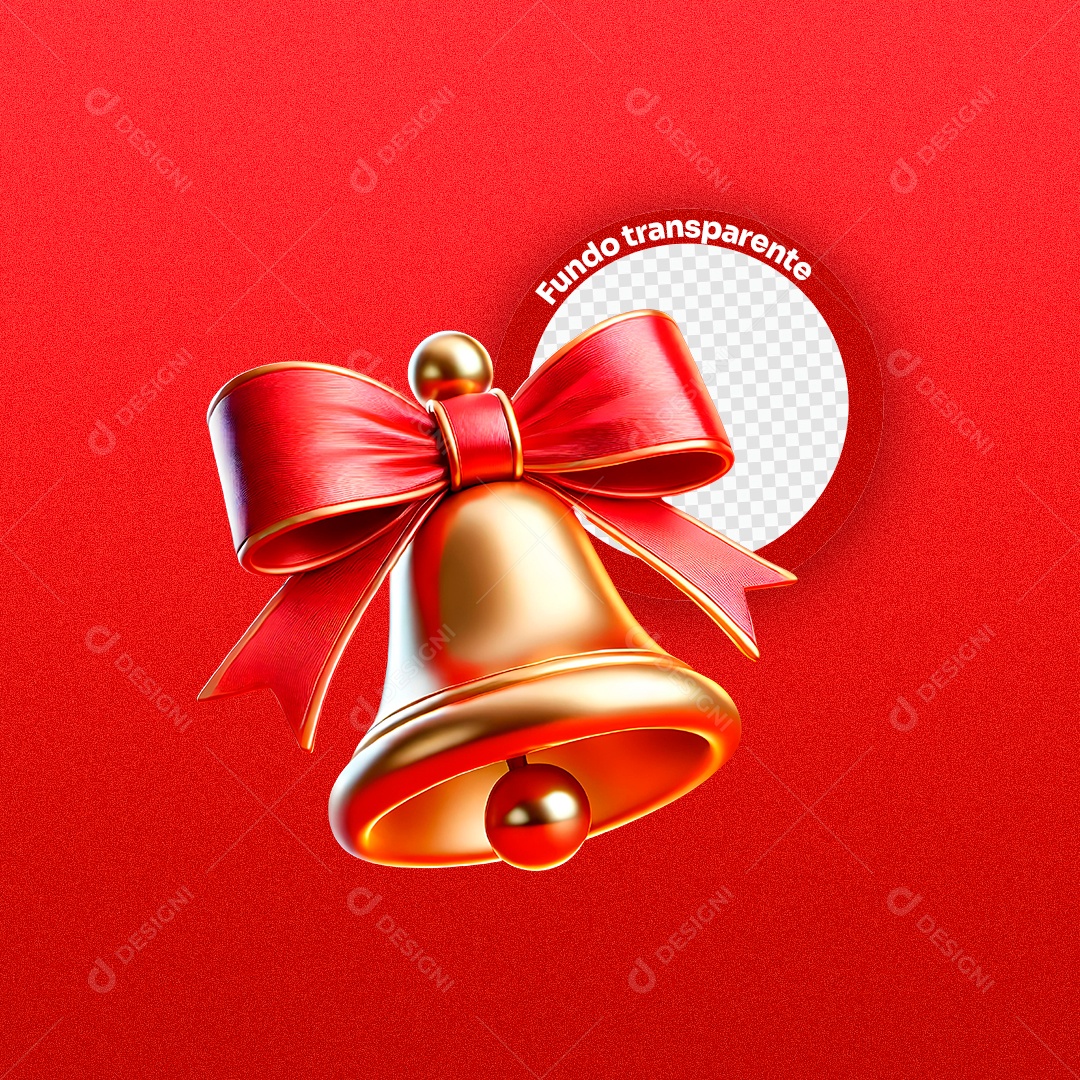 Elemento 3D Sino Natalino para Composição PSD