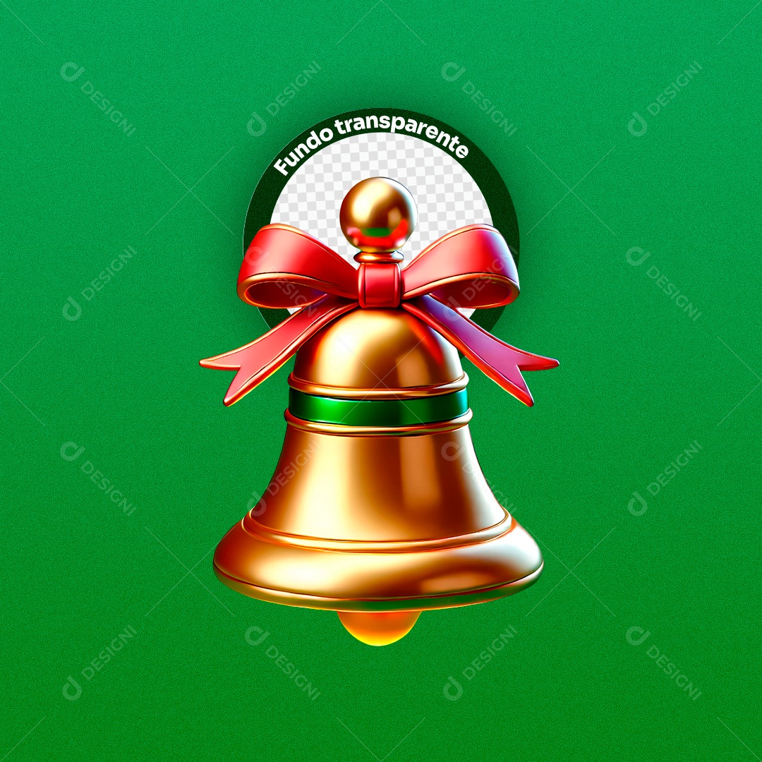 Elemento 3D Sino Natalino para Composição PSD