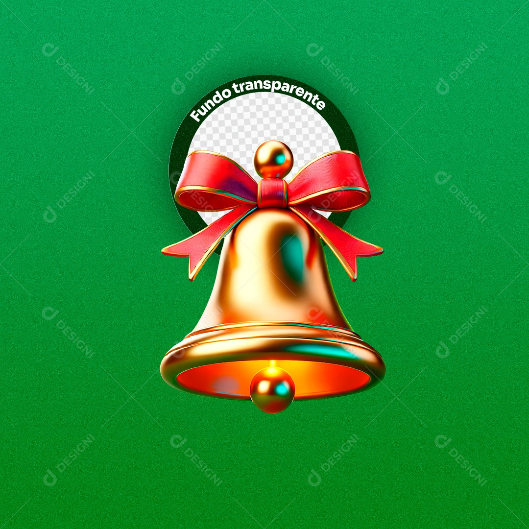 Elemento 3D Sino Natalino para Composição PSD